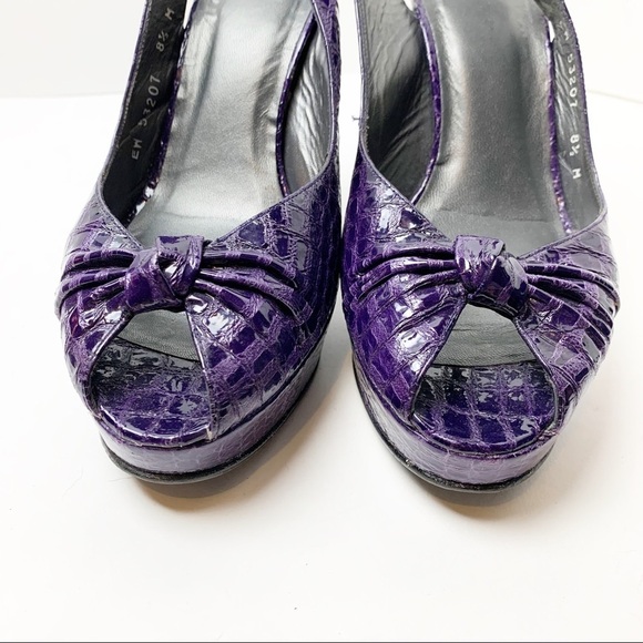 Stuart Weitzman Purple Peep Toe Slingback Heels - Picture 3 of 7